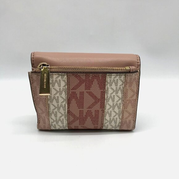 Michael Kors Carmen Ballet Pink Coated Canvas & Leather Trifold Wallet - Picture 2 of 10